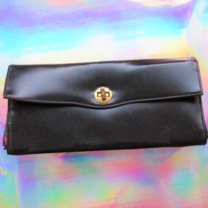 1950 vintage black red patent leather clutch purse